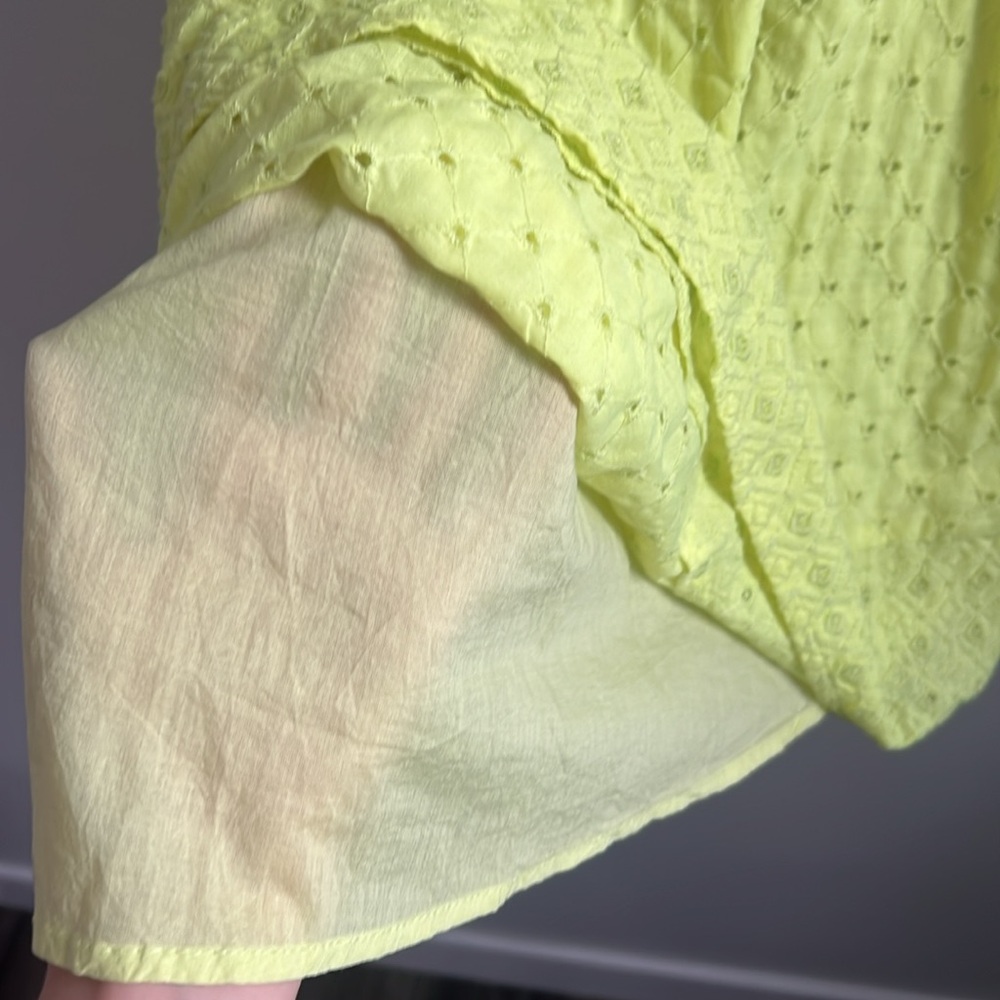 American Eagle Outfitters neon yellow lime green cutout eyelet dress - Picture 6 of 8